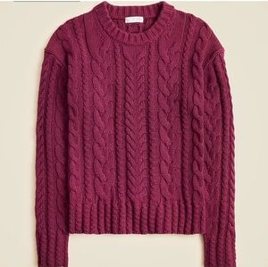J. Crew Cable Knit Sweater in Deep Burgundy, size Med